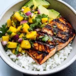 BBQ Salmon Bowls with Mango Avocado Salsa