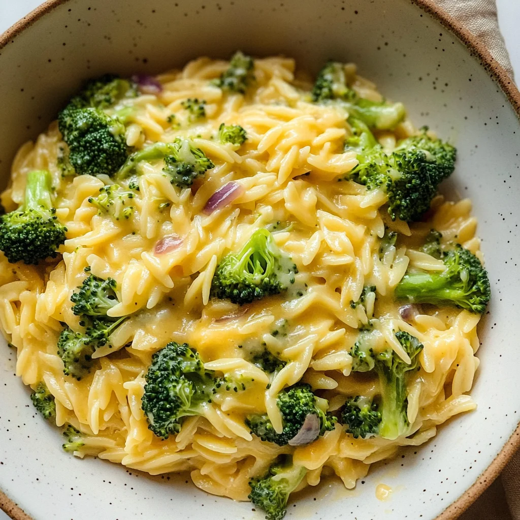 Creamy One-Pot Broccoli Cheddar Orzo