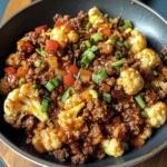 Crispy Chili Ground Beef and Cauliflower Skillet