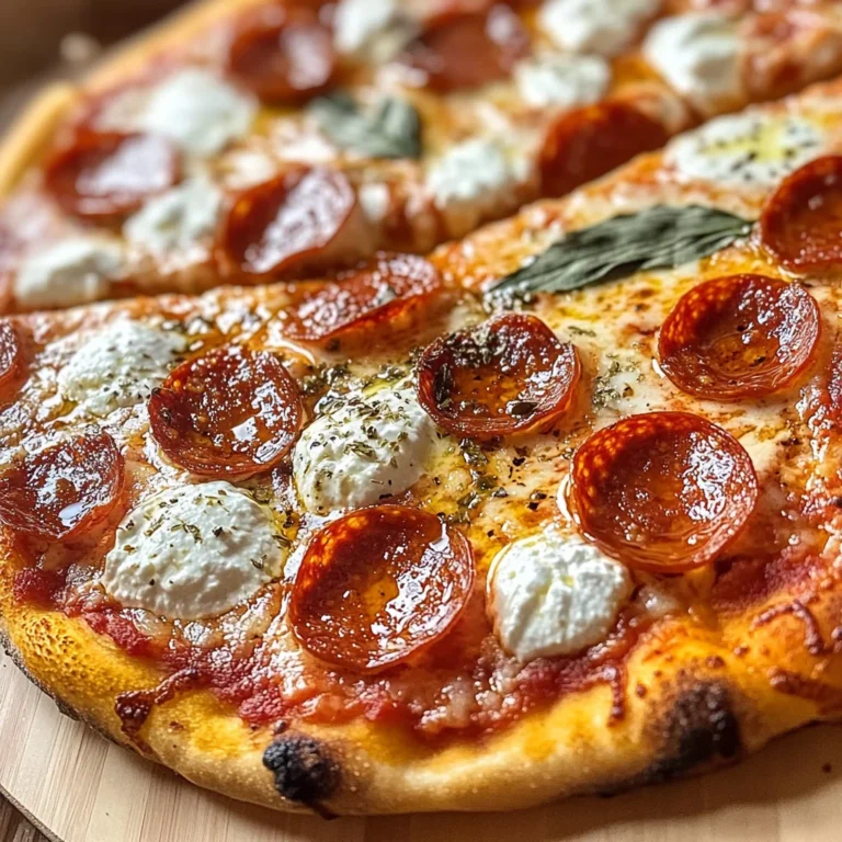 Hot Honey Pepperoni Ricotta Pizza : Sweet and Spicy