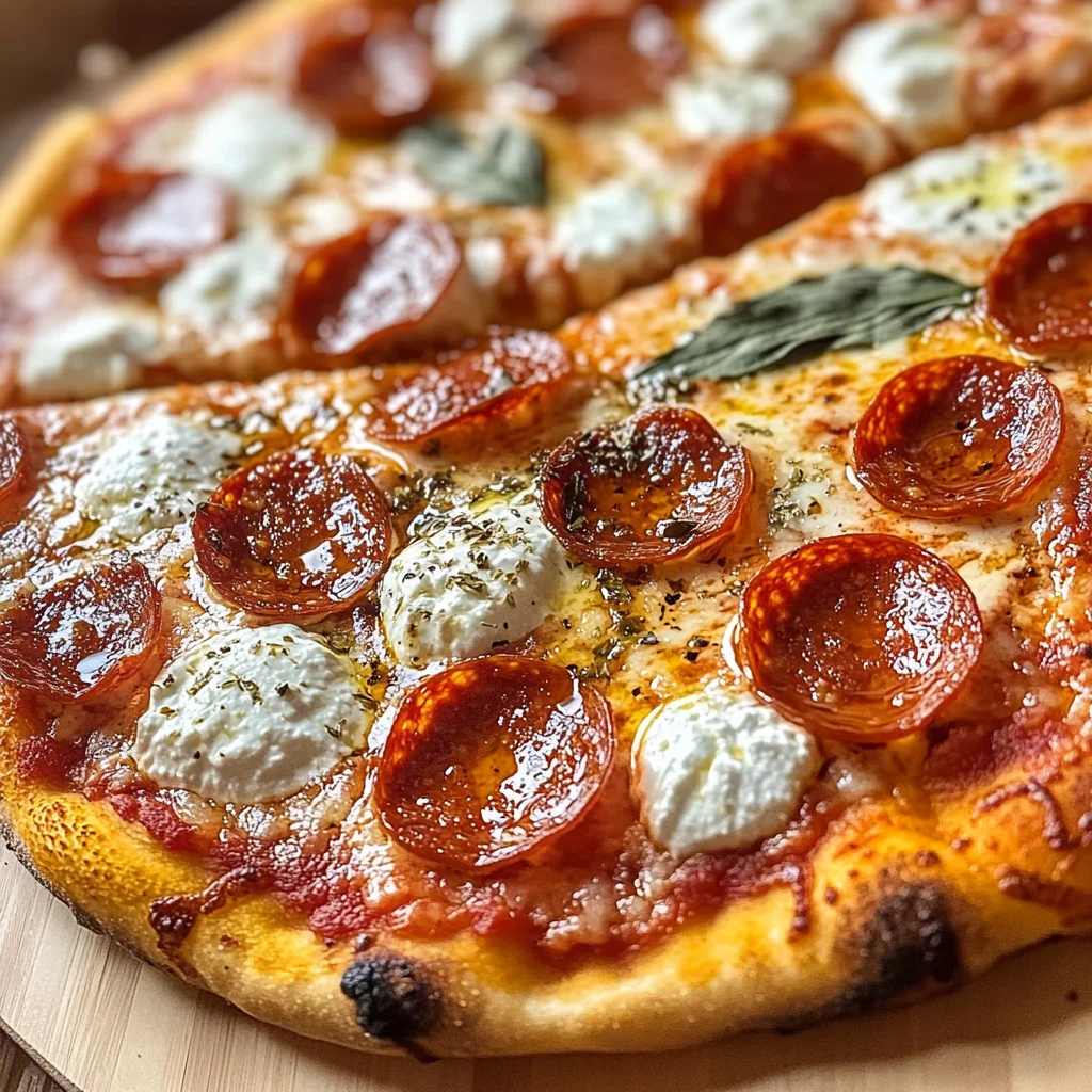 Hot Honey Pepperoni Ricotta Pizza : Sweet and Spicy