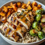 Maple Dijon Chicken & Roasted Sweet Potato Bowls