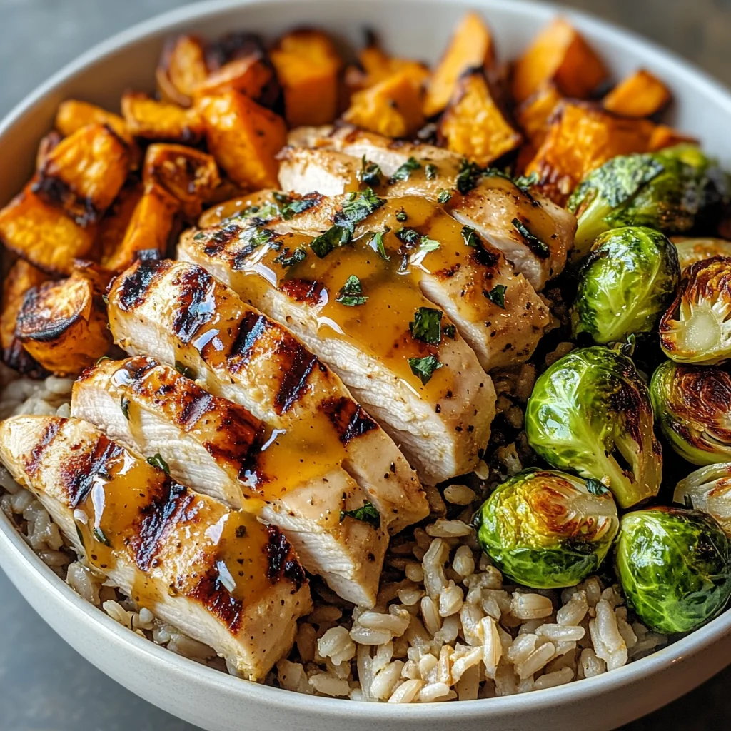 Maple Dijon Chicken & Roasted Sweet Potato Bowls
