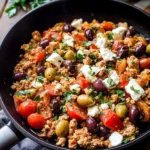 Mediterranean Keto Ground Chicken Skillet with Olives and Feta