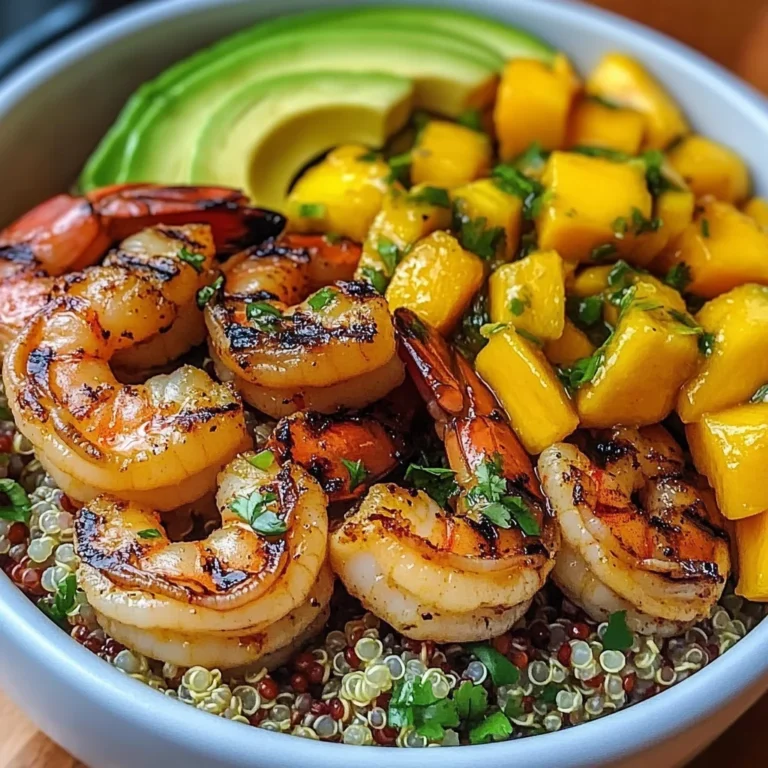Shrimp and Avocado Bowls with Mango Salsa & Lime-Chili Sauce