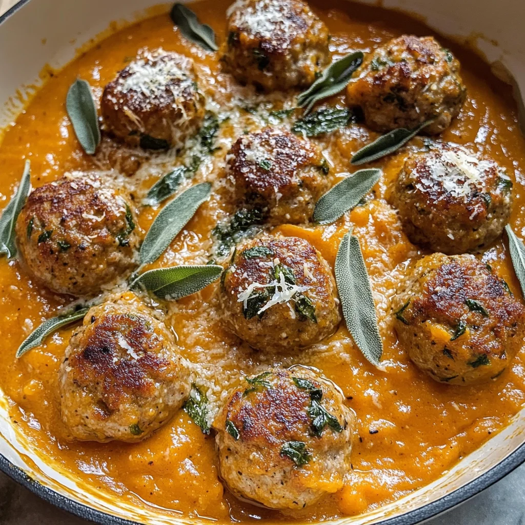 Turkey Meatballs in Pumpkin Sage Sauce