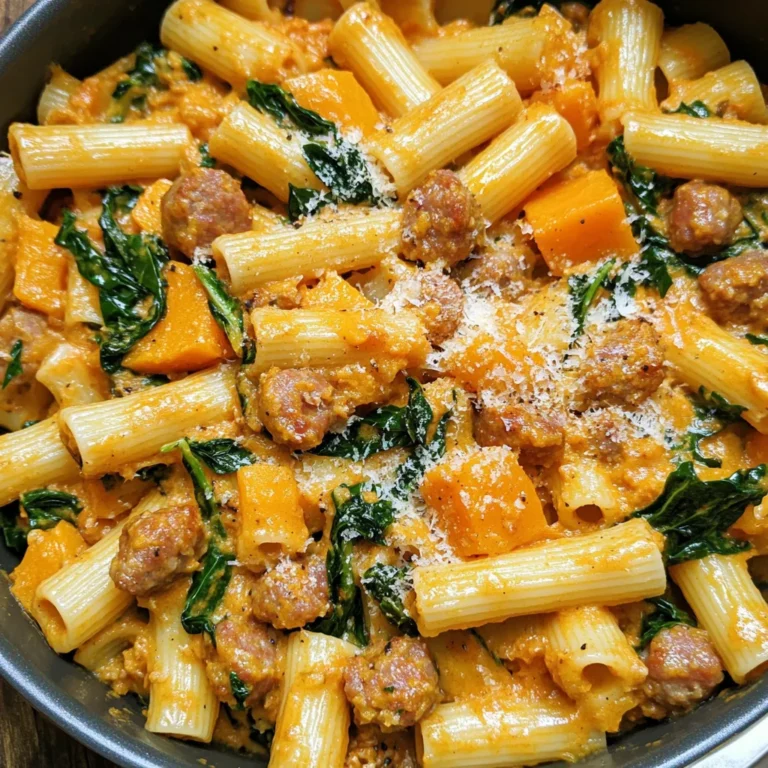 Creamy Rigatoni with Butternut Squash and Spicy Sausage Recipe
