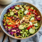 Edamame Crunch Salad with Sesame Cashew Lime Dressing