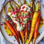 Honey Roasted Rainbow Carrots with Burrata and Pomegranate