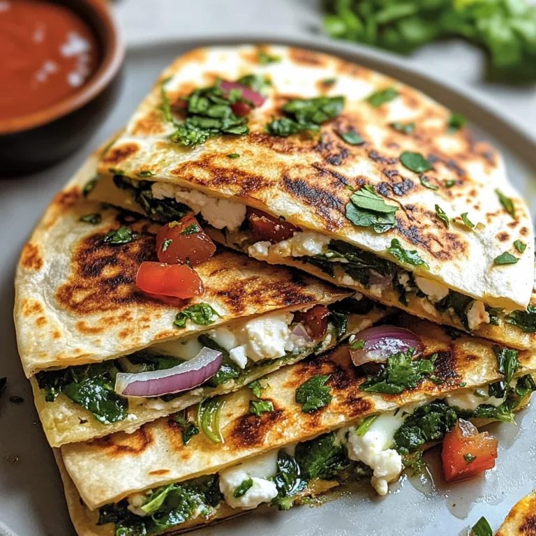 Mediterranean Quesadillas with Spinach, Feta, Mozzarella, and Red Onion