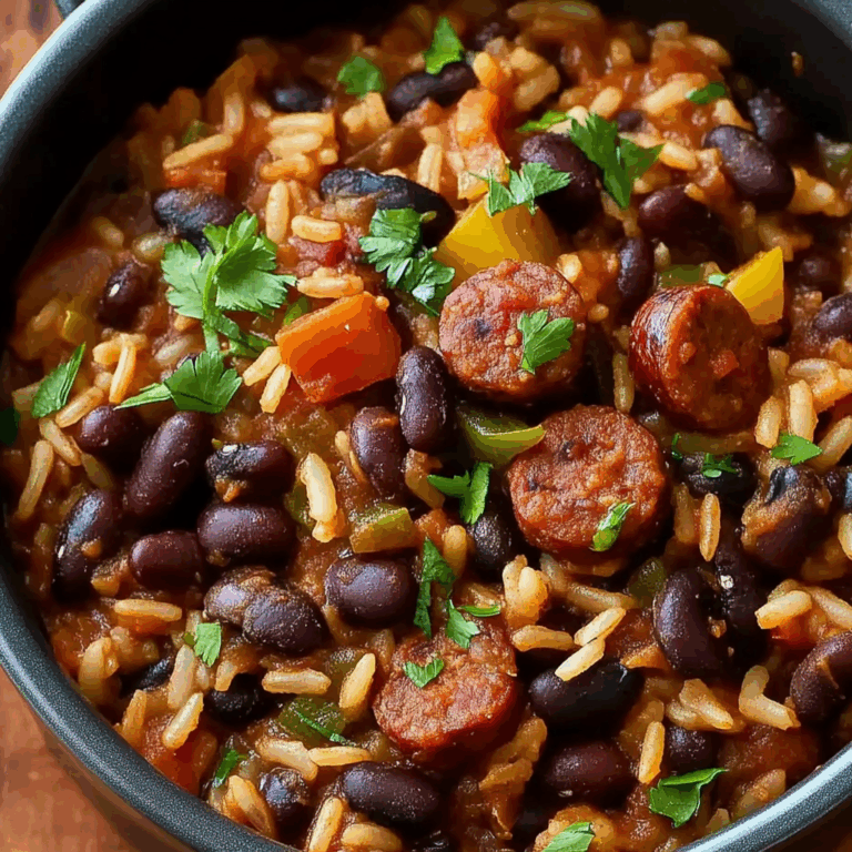 Hearty Black Beans and Rice with Sausage