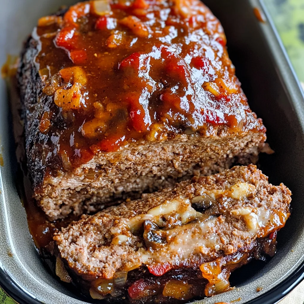 Bacon Mushroom Swiss Cheese Meatloaf – Easy & Juicy