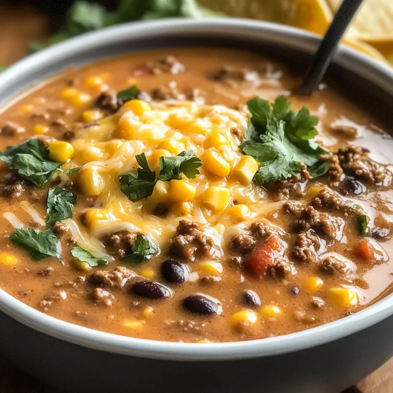 Creamy Cheesy Ground Beef Taco Soup Recipe