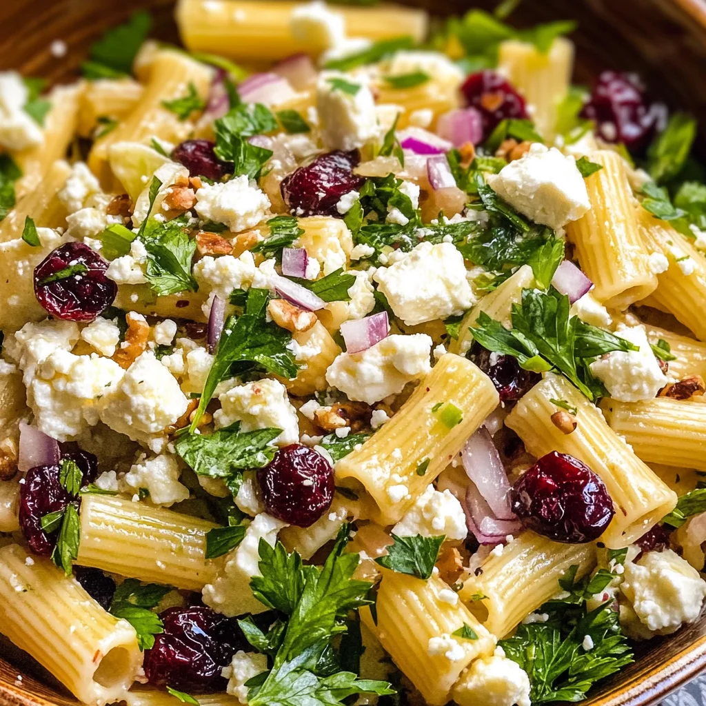 Feta & Cranberry Rigatoni Salad with Lemon Vinaigrette