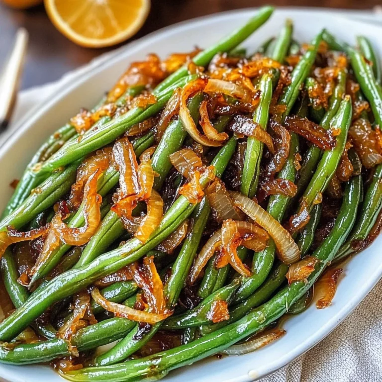 Roasted Green Beans with Caramelized Onions