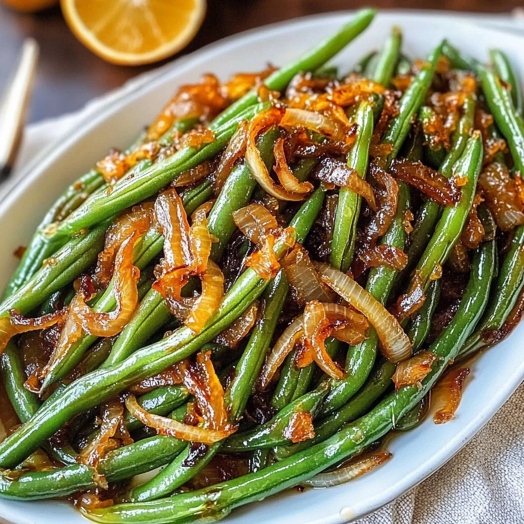 Roasted Green Beans with Caramelized Onions