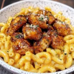 Spicy Honey Pepper Chicken with Mac and Cheese