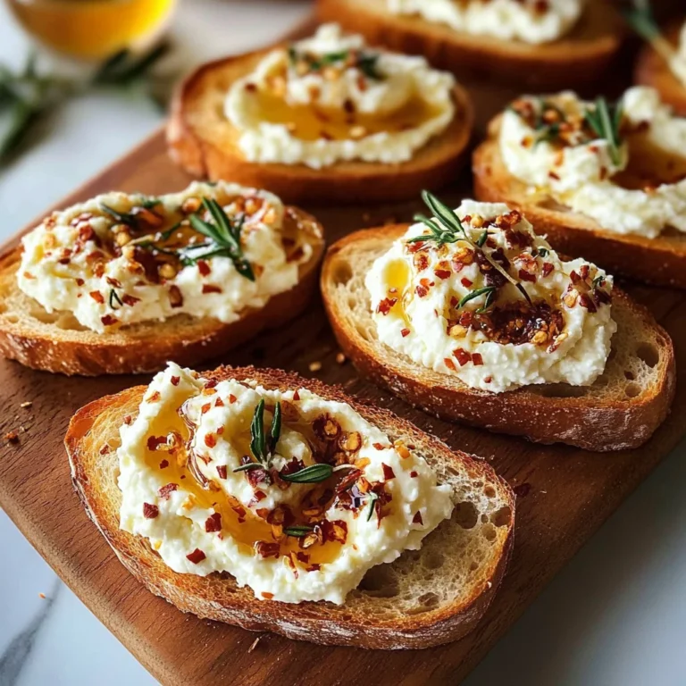Sweet and Spicy Whipped Feta Crostini with Hot Honey Magic