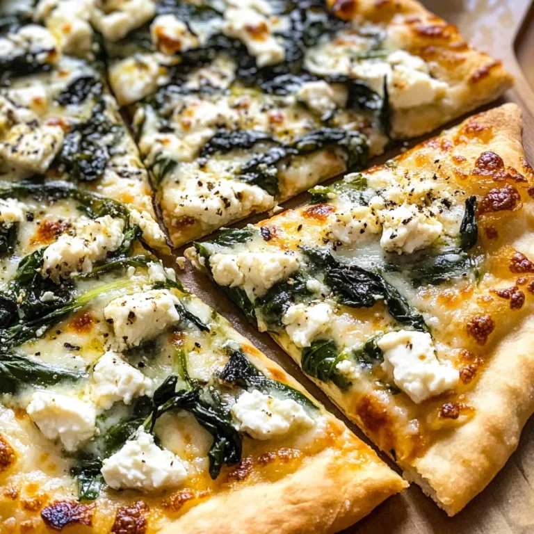 Greek Roasted Garlic Spinach White Pizza