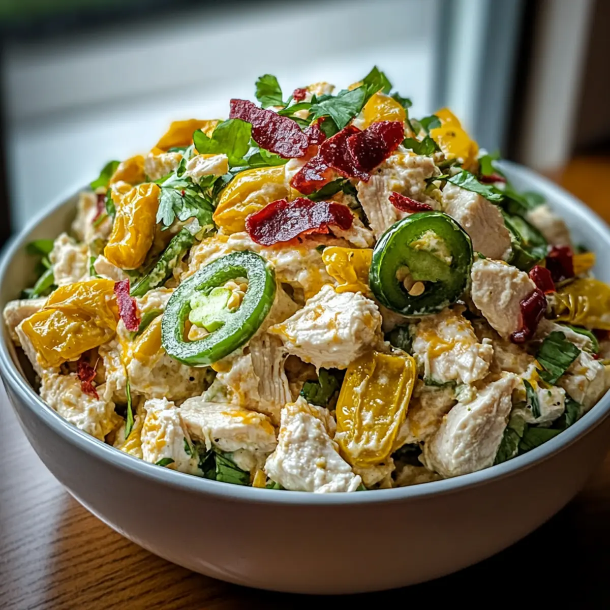 High Protein Jalapeno Popper Chicken Salad