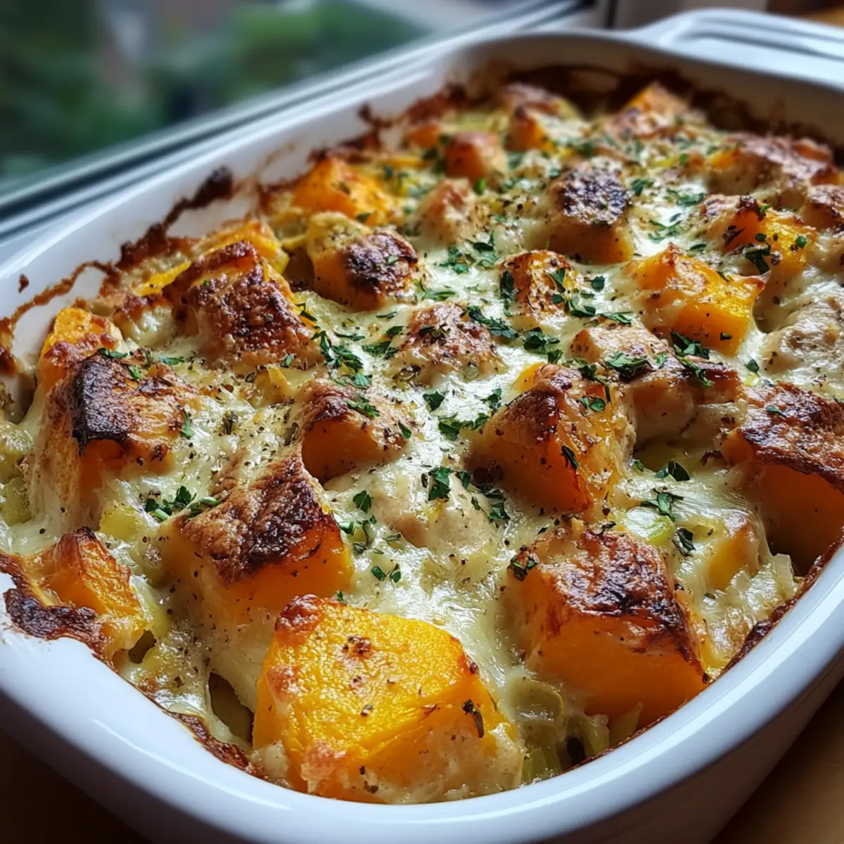 Chicken Leek and Butternut Squash Bake