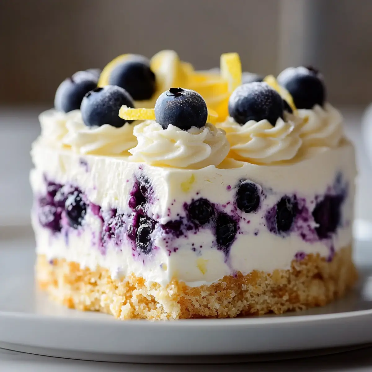 No Bake Lemon Dazzling Blueberry Cream Cake