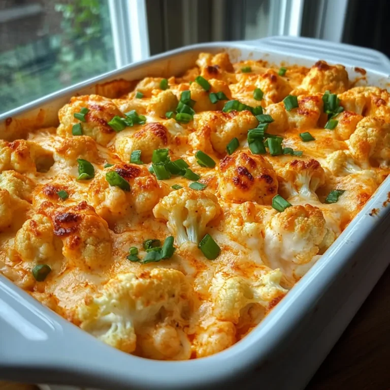 Creamy Buffalo Chicken Cauliflower Casserole