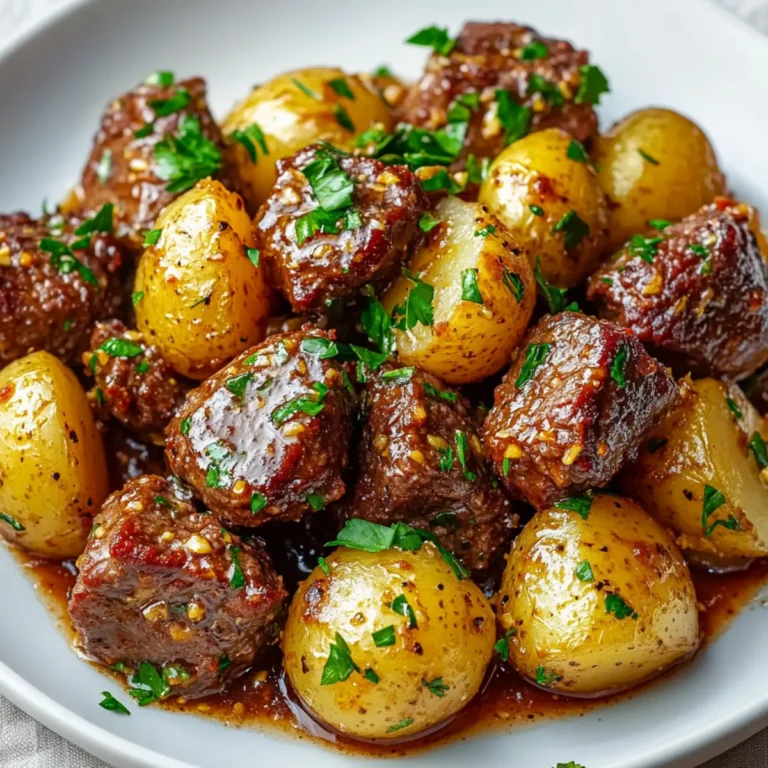 Crockpot Garlic Butter Beef Bites With Potatoes