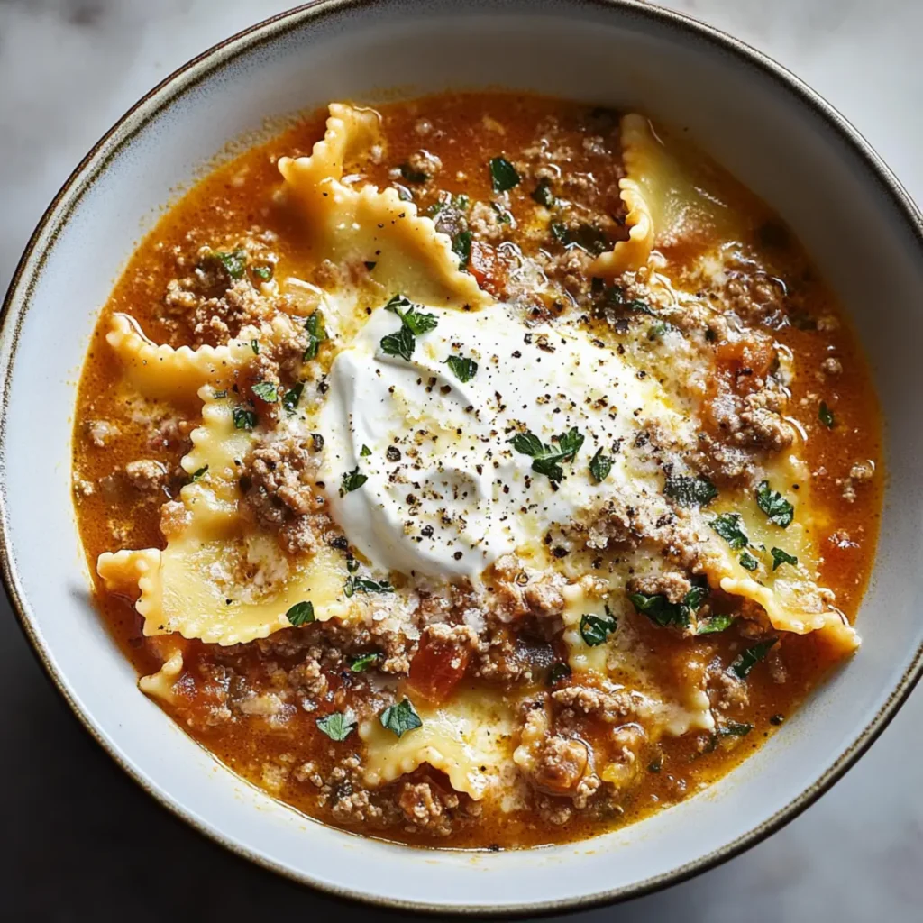 Mouthwatering One Pot Lasagna Soup