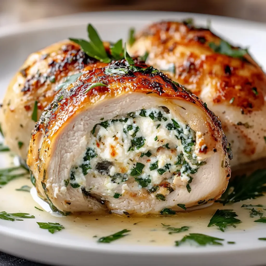 Herbed Ricotta Stuffed Chicken Rolls