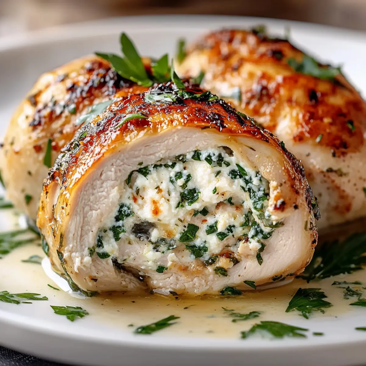 Herbed Ricotta Stuffed Chicken Rolls