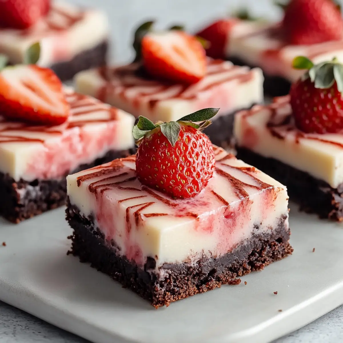 Strawberry Cheesecake Bars with Fudgy Brownie Crust