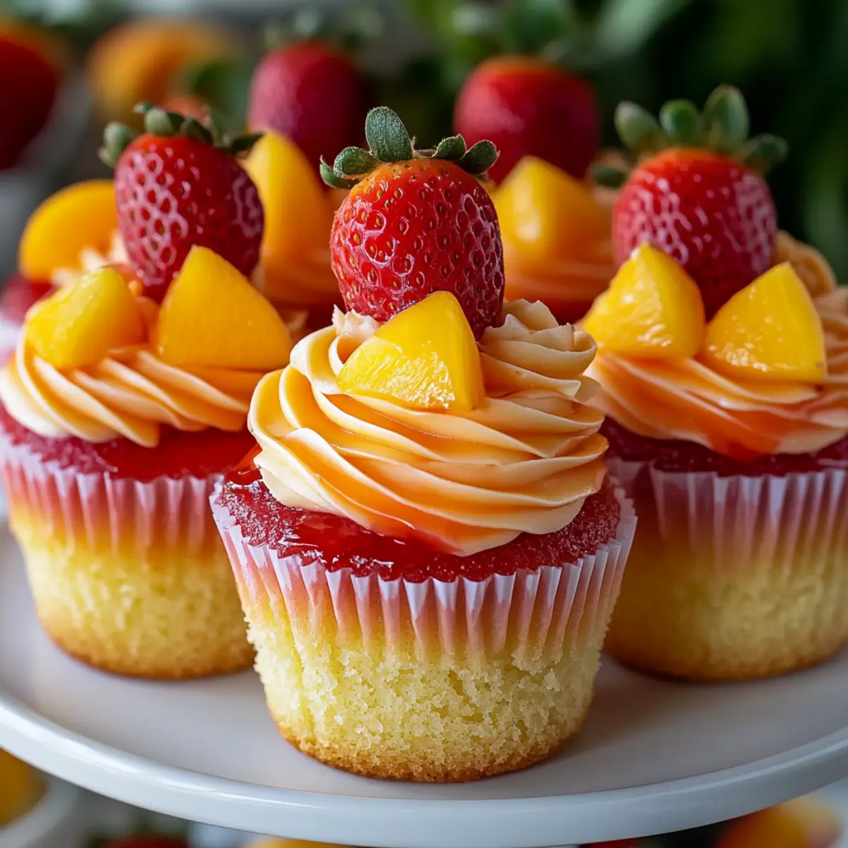 Mango Strawberry Sunset Cupcakes