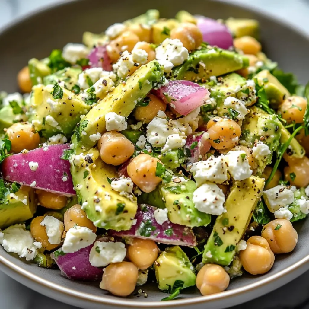 Chickpea Feta Avocado Salad