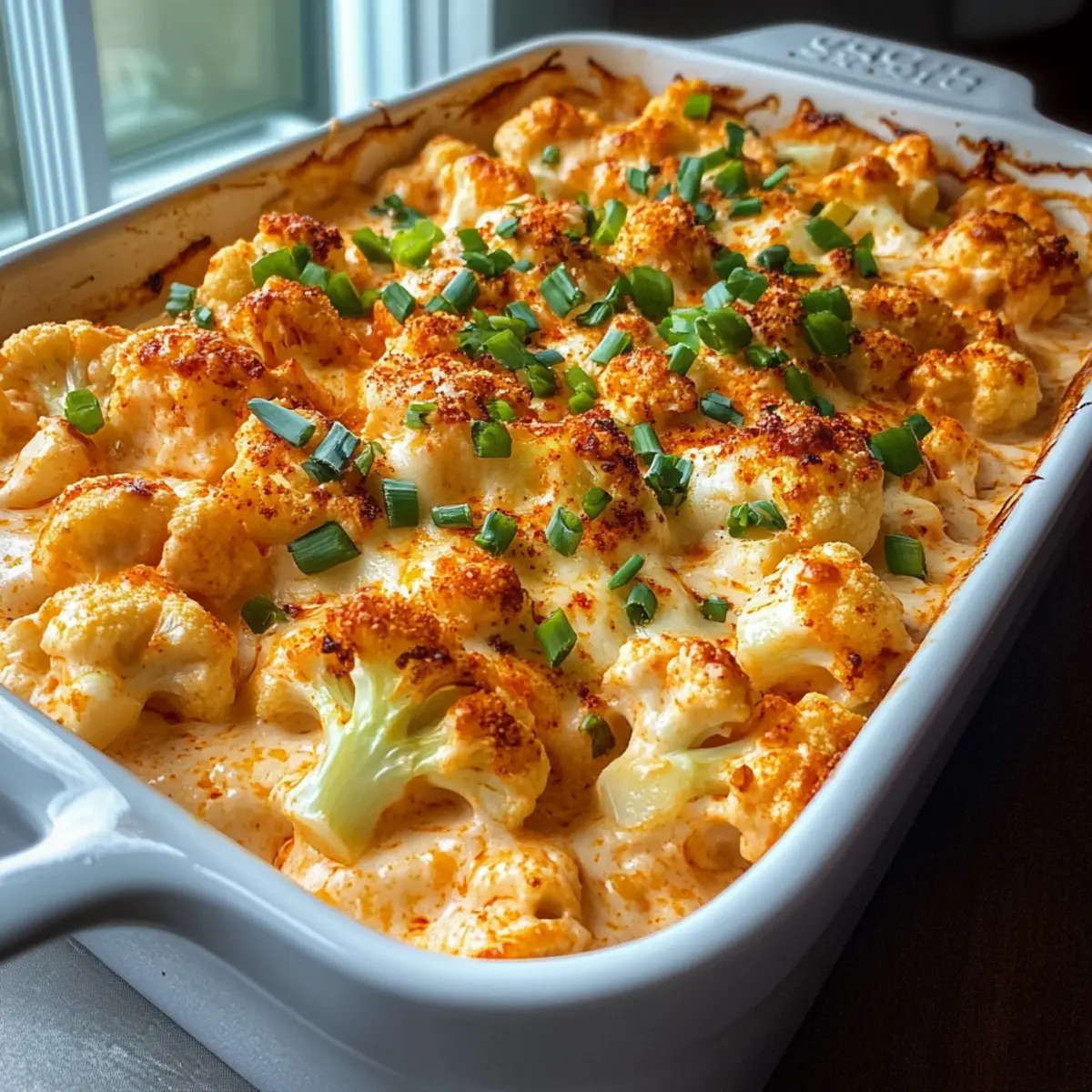 Creamy Buffalo Chicken Cauliflower Casserole