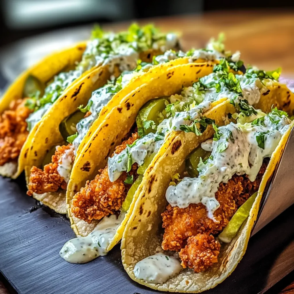 Dill Pickle Ranch Smash Chicken Tacos Crispy Cheese Lace