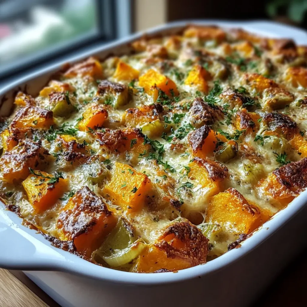 Chicken Leek and Butternut Squash Bake
