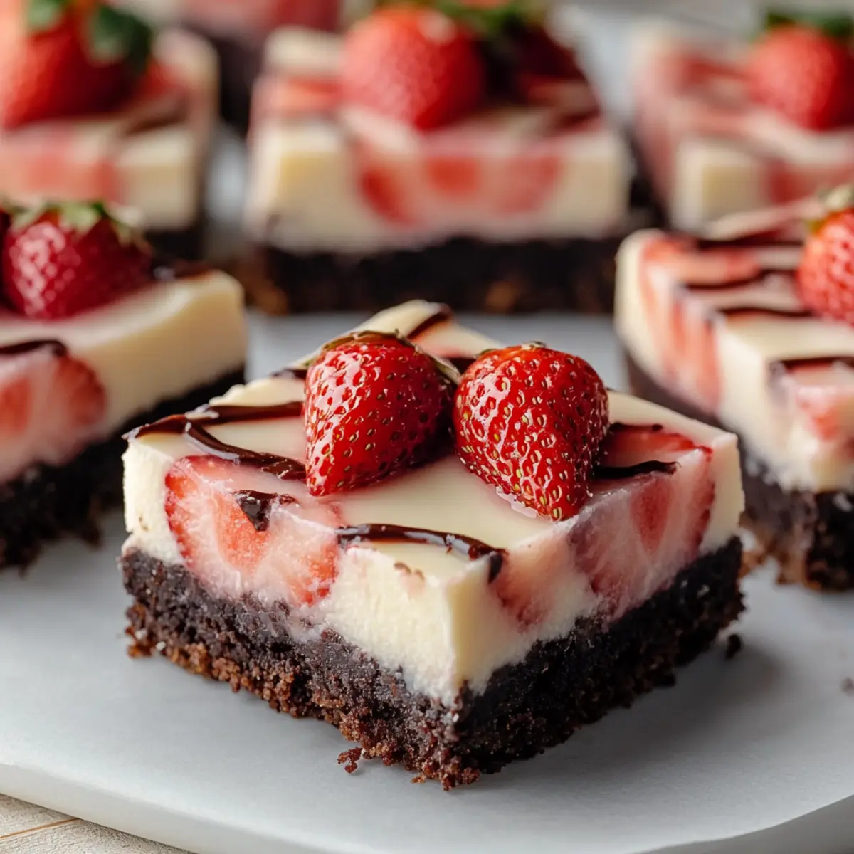 Strawberry Cheesecake Bars with Fudgy Brownie Crust