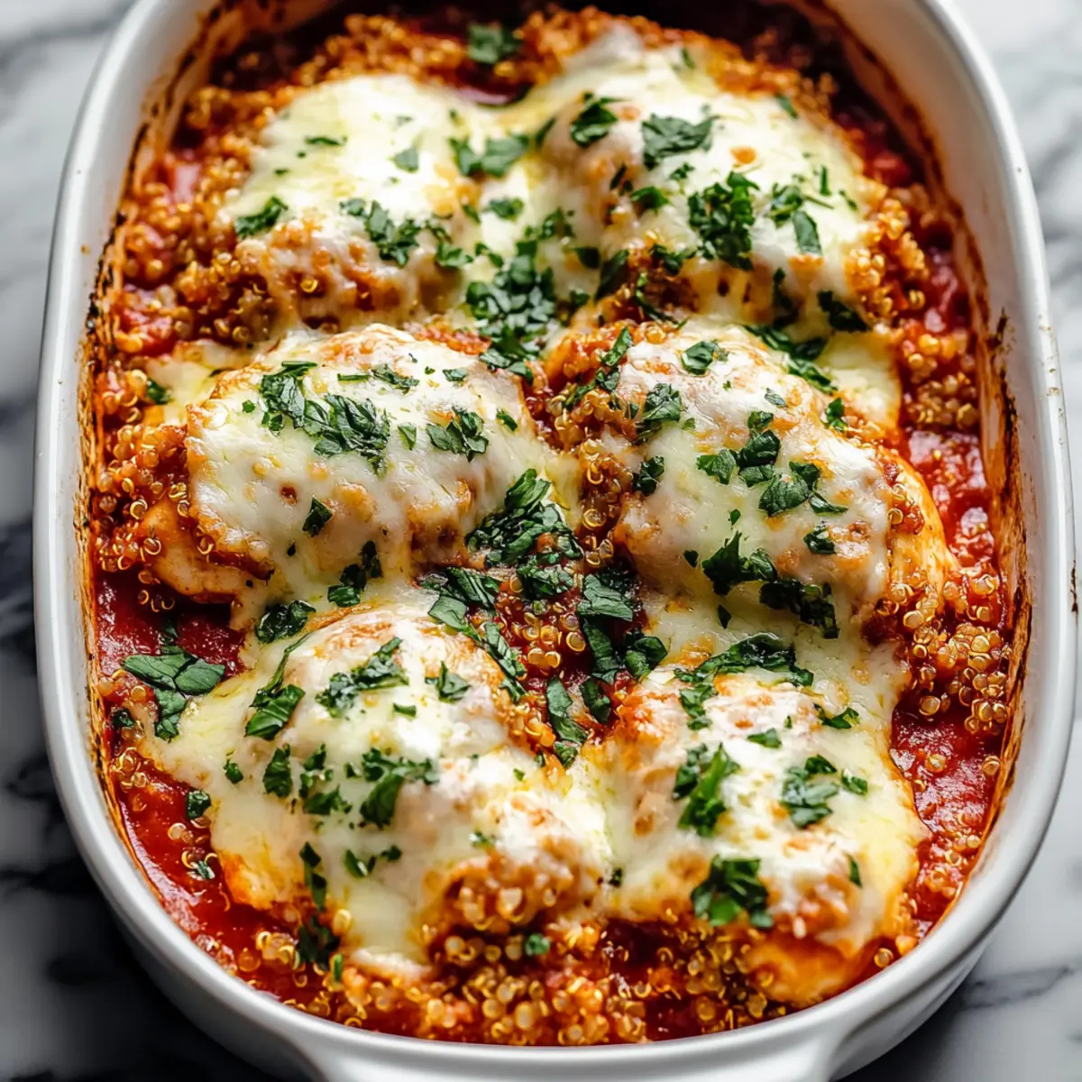 Healthy Chicken Parmesan Quinoa Bake