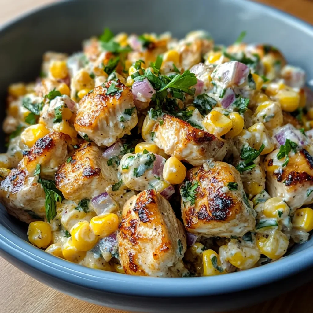 High Protein Chicken Street Corn Salad Fresh Creamy Low Calorie
