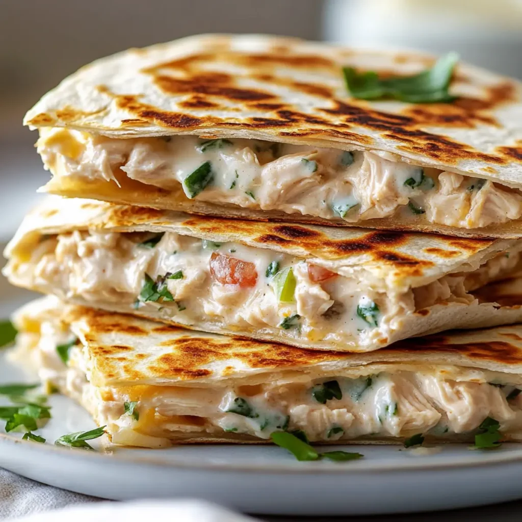 High Protein Chicken Ranch Quesadilla Crispy Creamy Low Carb
