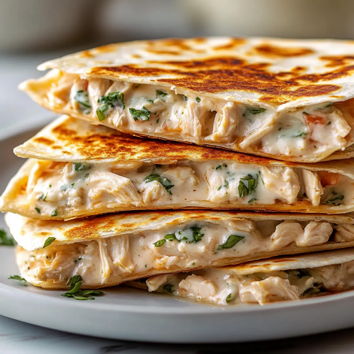 High Protein Chicken Ranch Quesadilla Crispy Creamy Low Carb
