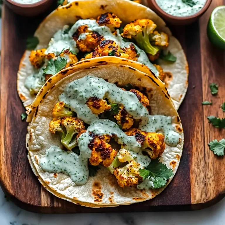 Cauliflower Tacos with Cilantro Lime Crema: Zesty Goodness