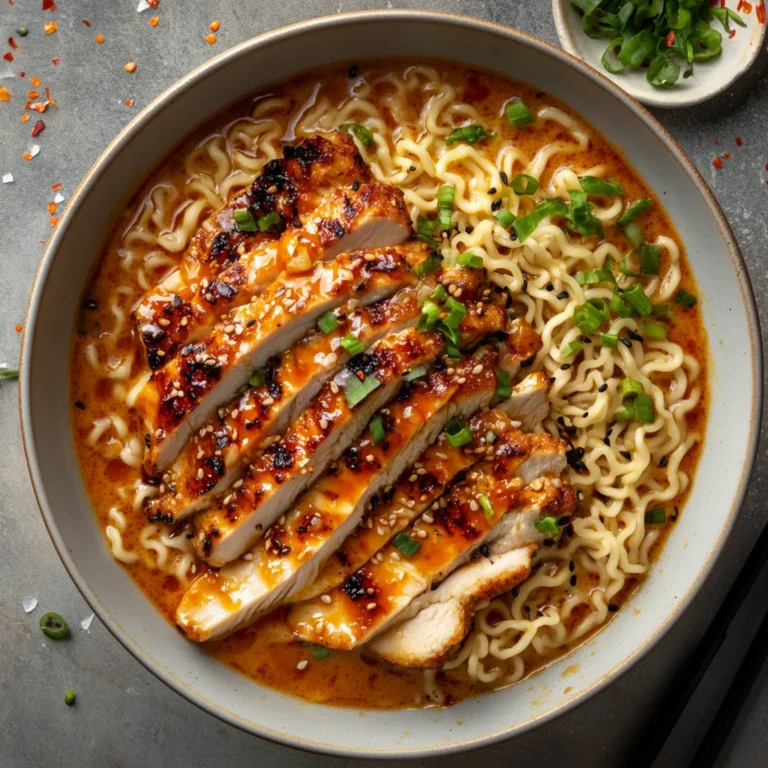 Fiery Chicken Ramen with Creamy Garlic Sauce: Cozy Delight