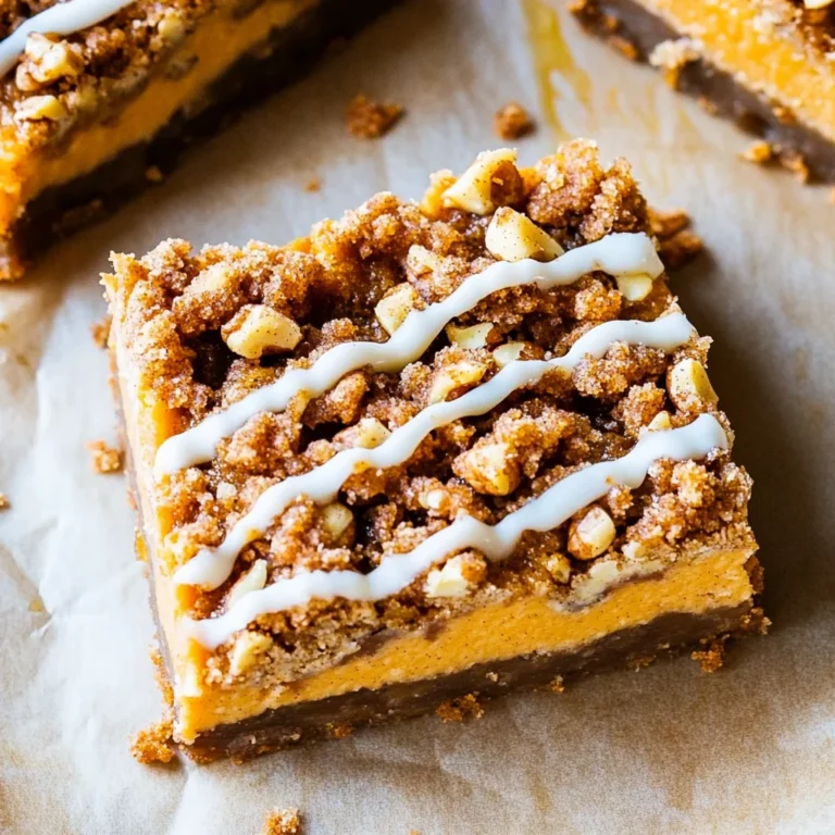 Pumpkin Cheesecake Bars with Walnut Crust and Streusel To…