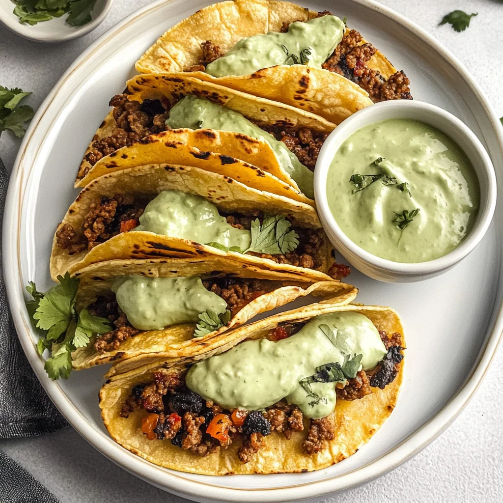Crispy Baked Ground Turkey Tacos with Avocado Sauce: Irre…