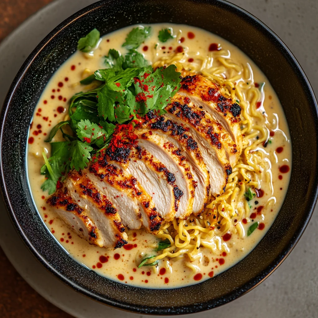 Fiery Chicken Ramen with Creamy Garlic Sauce: Comfort Awaits