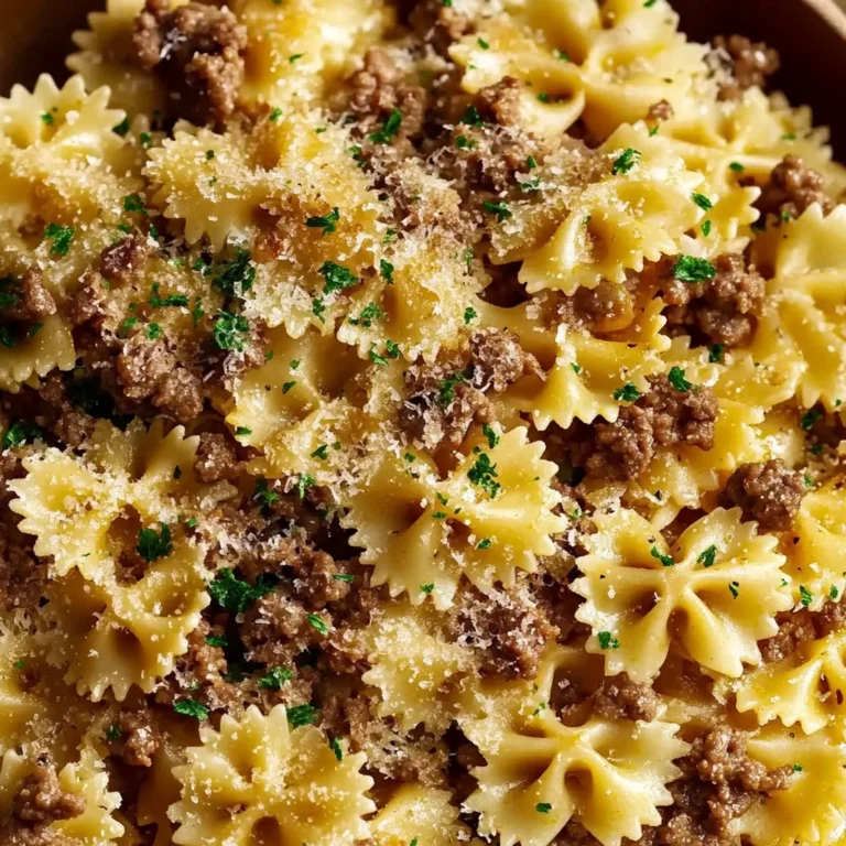 Garlic Butter Bowtie Pasta with Ground Beef Recipe: Cozy …