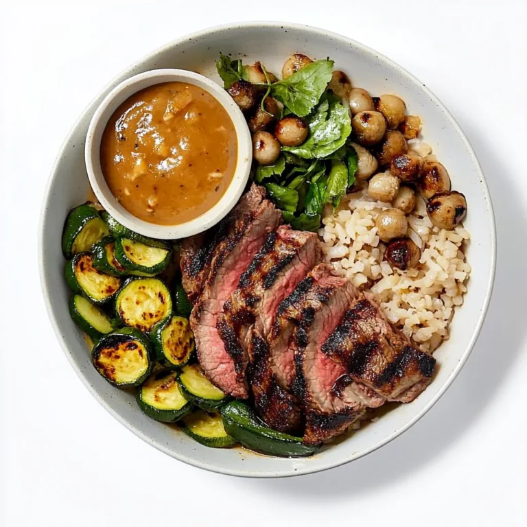 Grilled Steak Bowl with Creamy Sauce & Grilled Zucchini: …
