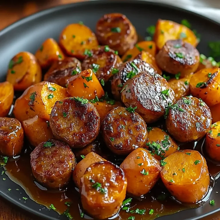 Sausage and Sweet Potatoes with Honey Garlic Sauce: Irres…